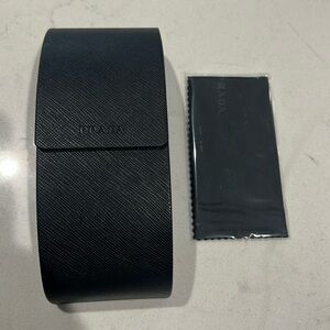 Prada tortoise shell glasses case with original wipe cloth. New